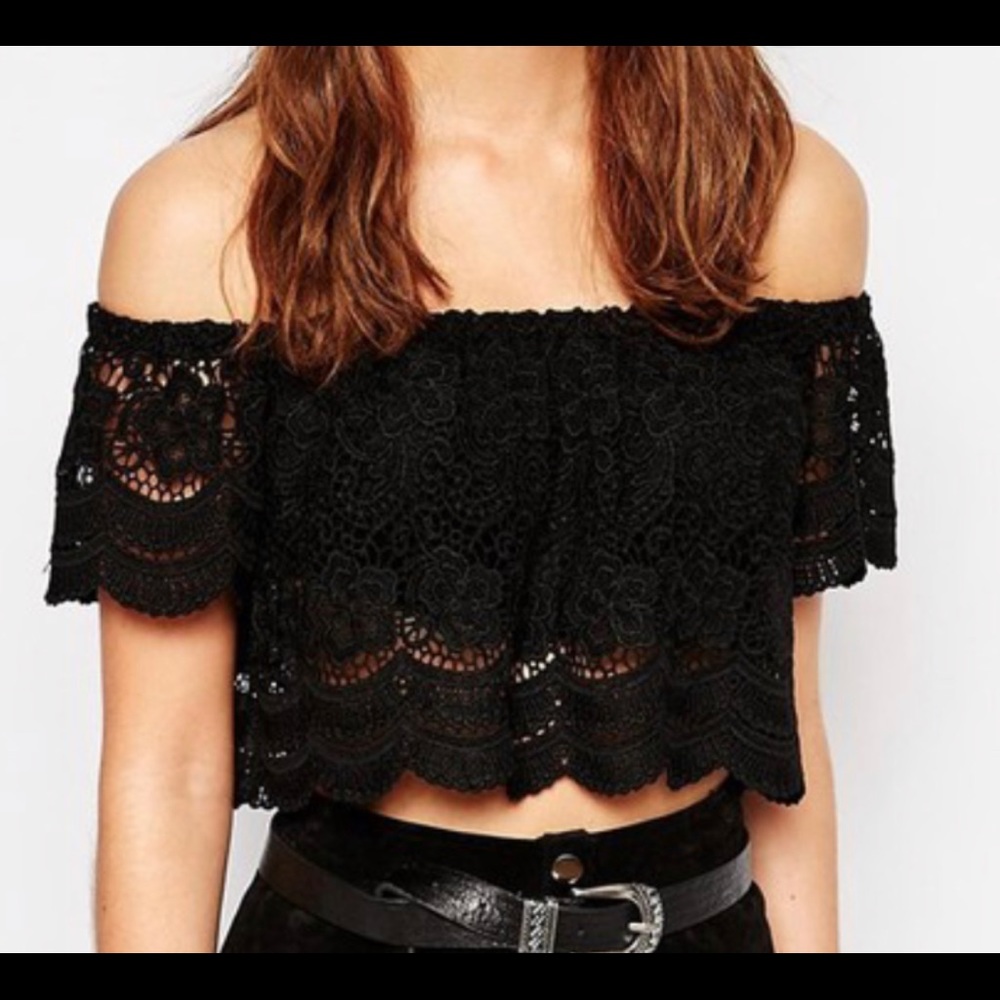 Lace off shoulder top